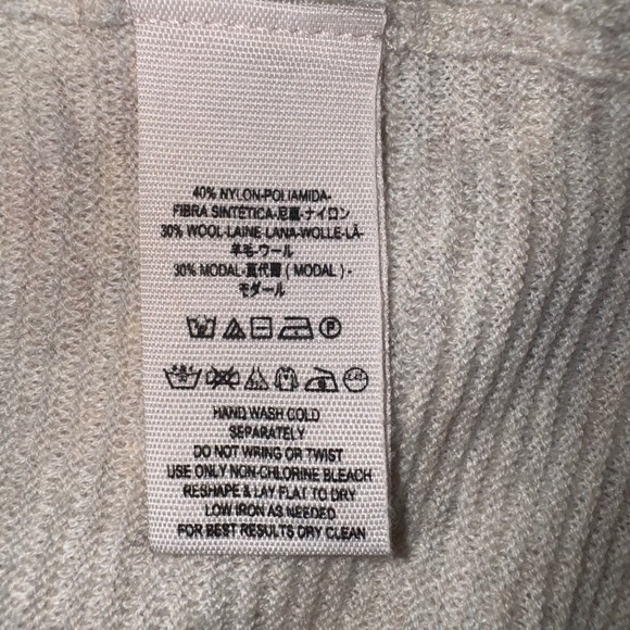 Free People Starman Cream Ribbed Bell Sleeve V Neck Pullover Sweater L‎ - Picture 7 of 8